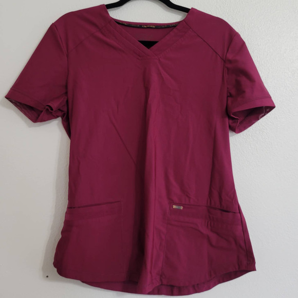 Cherokee Short Sleeve V-neck Scrub Top with Pockets - Picture 1 of 4